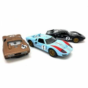 kinsmart setof3 1966 ford gt40 mkii heritage edition 5" 1:32 scale die cast metal model toy super race car blue brown black