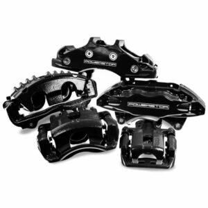 power stop s1379blk front pair of high-temp black powder coated calipers for honda crx 1990-1991, honda civic 1990-2000, honda civic del sol 1993-1997 [model specific]