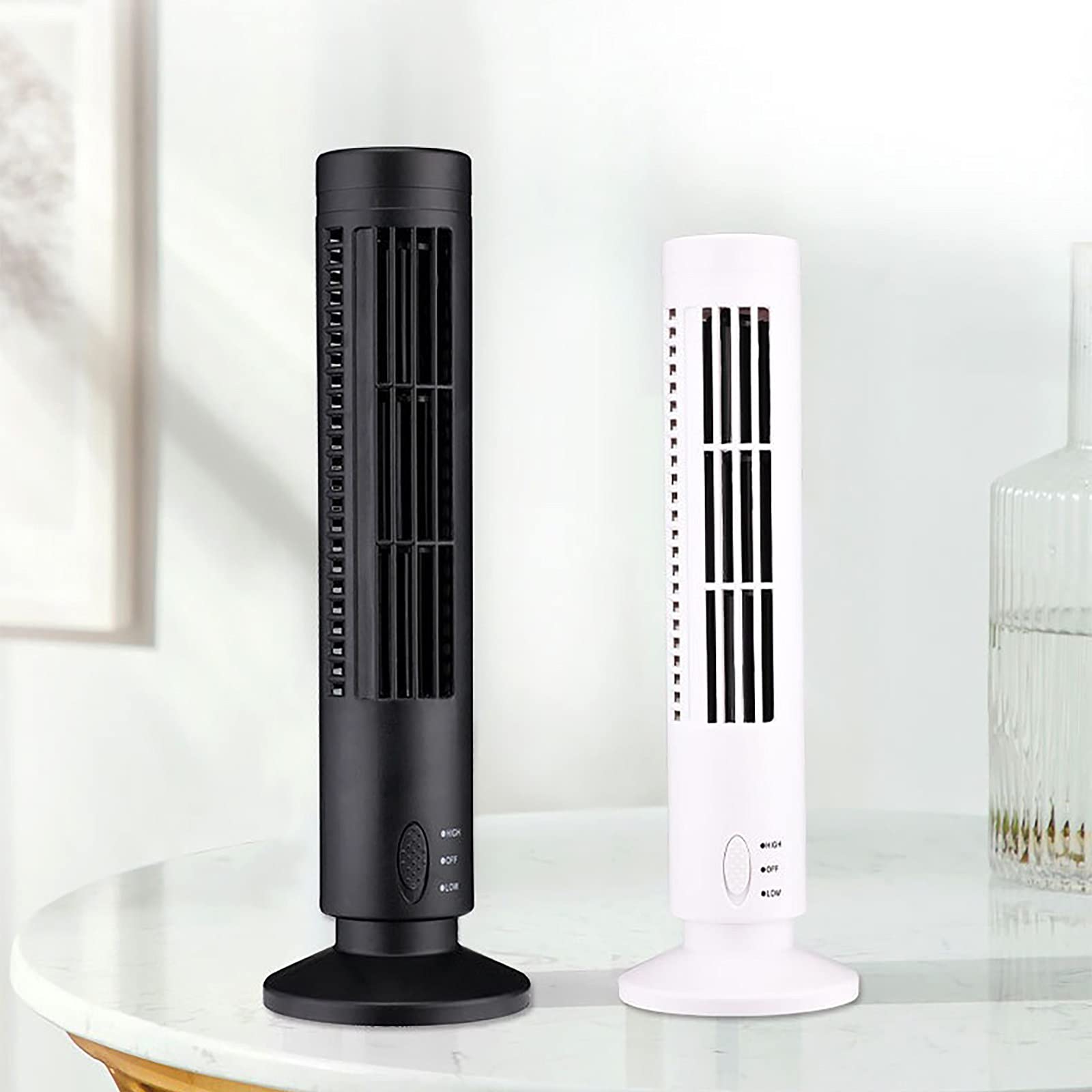 NBPX Portable Tower Fan, Portable Floor Bladeless Fan, USB Rechargeable Ultra-Quiet Personal Desktop Air Cooler Fan, Bladeless Fan Mini Vertical Air Conditioner, for Bedroom Home Office, Black