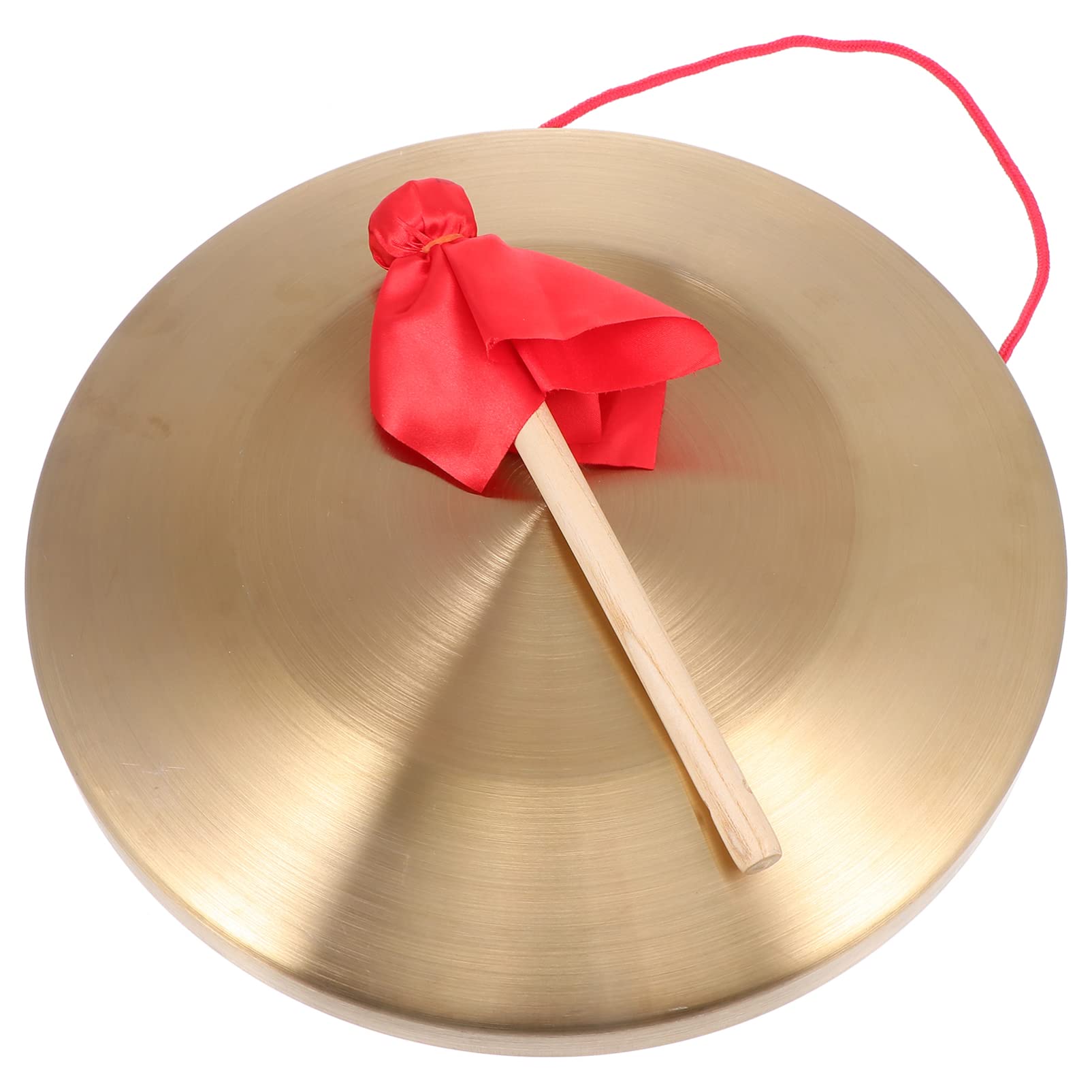 Vaguelly 1 Set of Brass Instruments - 22CM Copper Opera Gong Hand Gong with Wooden Mallet and Red Hanging Ribbon