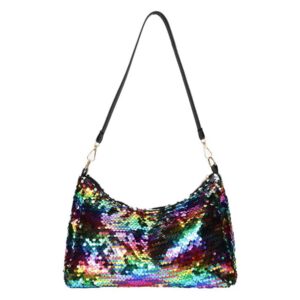 LEOMOSTE Women Girls Glitter Sequin Shoulder Message Bag Handbag Shiny Clutch Purse Evening Bag