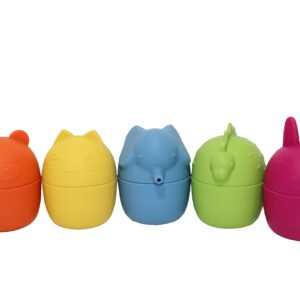 Silicone Bath Toys 5 Assorted Animals Yellow, Blue, Orange, Green, Magenta Appx. Size 2.83'' x 2.27''