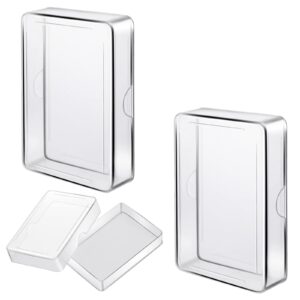 Grevosea 3Pcs Clear Playing Card Boxes, Playing Card Case Snaps Closed Card Holder Organizer Plastic Card Deck for Gaming Cards, Business Card Storage 3.7 X 2.6 X 0.83 Inch