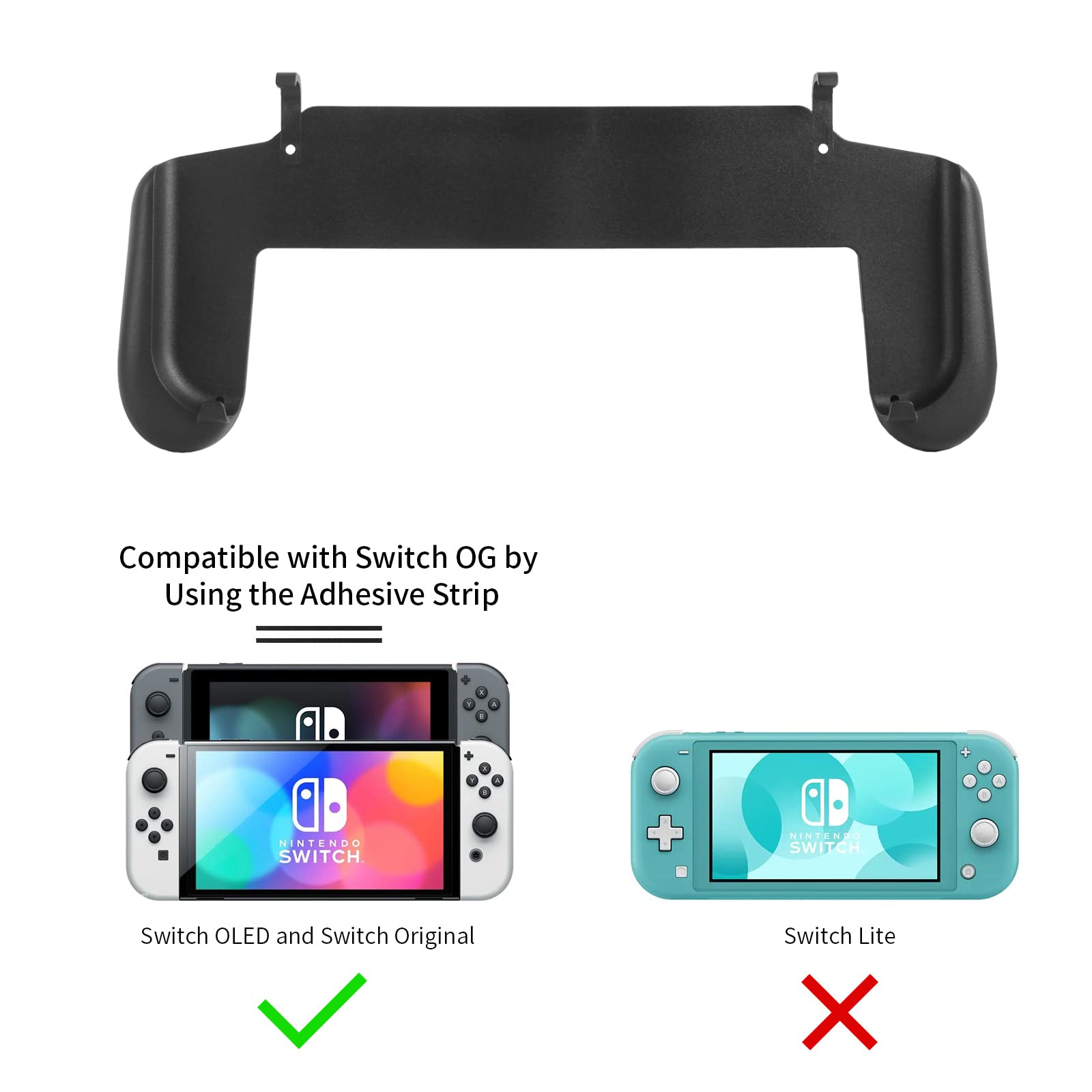 Hosanwell Hand Grip Compatible with Nintendo Switch/OLED - Comfortable & Ergonomic Hand Grip, Joy Con & Switch Accessories - Black [2 Thumb Caps Included]