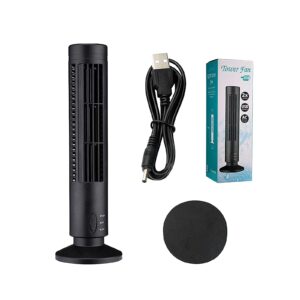 NBPX Portable Tower Fan, Portable Floor Bladeless Fan, USB Rechargeable Ultra-Quiet Personal Desktop Air Cooler Fan, Bladeless Fan Mini Vertical Air Conditioner, for Bedroom Home Office, Black