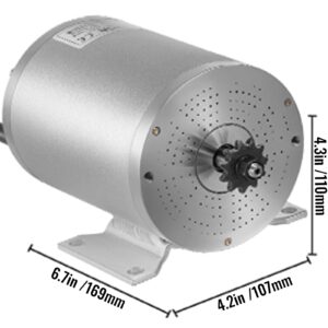 VEVOR Electric Brushless DC Motor,72V 3000W Brushless Electric Motor,4900RPM Brushless Motor Kit,w/Controller and Throttle Grip for Electric Scooter E Bike Engine Motorcycle DIY Part Conversion Kit