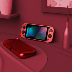 PlayVital ZealProtect Protective Case for Nintendo Switch Lite, Ergomomic Grip Hard Cover - Durable Comfort Shock-absorbent Anti-Scratch with Screen Protector & Thumb Grip Button Caps, Scarlet Red