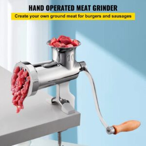 VEVOR Manual Stainless Steel Meat Grinder, 1.8" Clamp, 2 Grinding Plates, Sausage Stuffer, Ideal for Home Kitchen Restaurant Butcher’s Shop