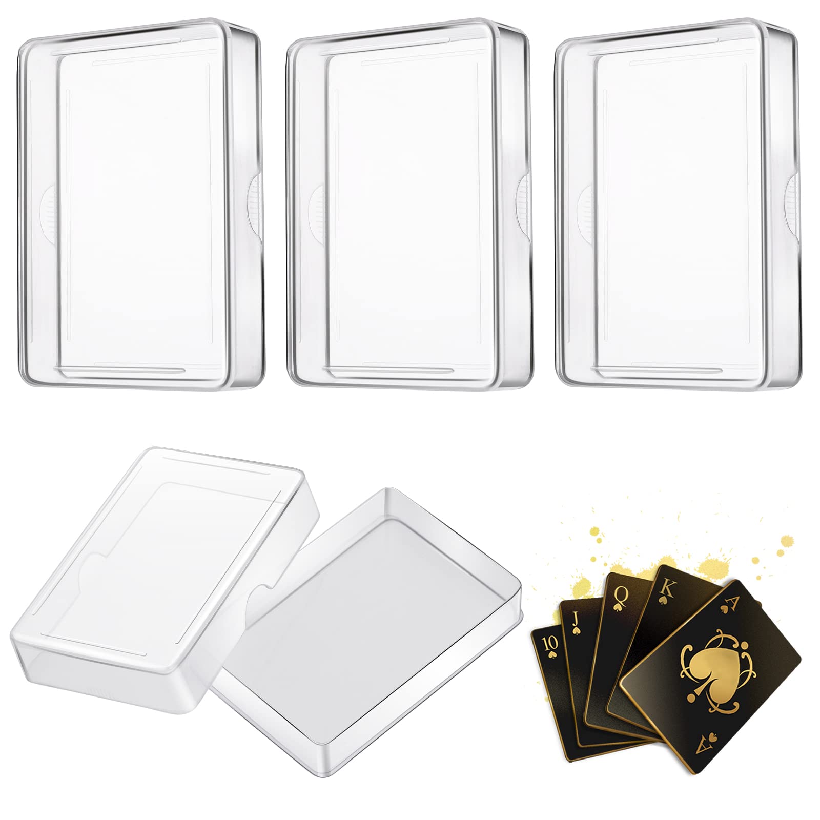 Grevosea 3Pcs Clear Playing Card Boxes, Playing Card Case Snaps Closed Card Holder Organizer Plastic Card Deck for Gaming Cards, Business Card Storage 3.7 X 2.6 X 0.83 Inch