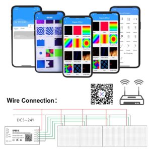 TOPXCDZ DC5V-24V 12V SP801E Art-Net Magic LED WiFi Controller Matrix Panel Module WS2812 WS2811 Light Strip Wireless Control iOS Android