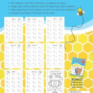 Addition and Subtraction Kindergarten Math Workbook: Beginner Math Book for Pre-K and Kindergarteners Learn to Add and Subtract Single Digits Ages 4 to 6