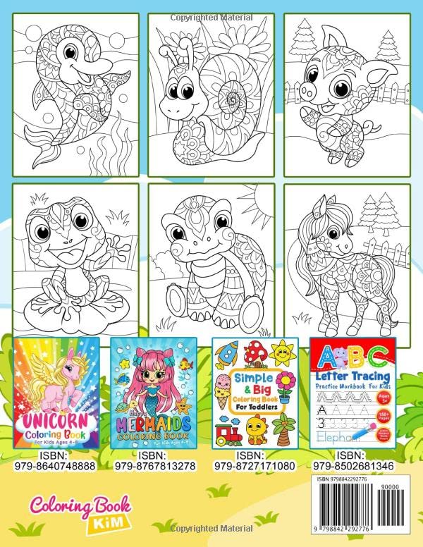 Happy Animals Mandala Coloring Book For Kids: Fun and creative coloring pages for girls & boys ages 4-8