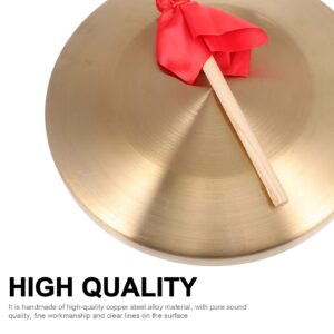 Vaguelly 1 Set of Brass Instruments - 22CM Copper Opera Gong Hand Gong with Wooden Mallet and Red Hanging Ribbon