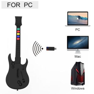 NBCP Guitar Hero Controller PC, Wireless PlayStation 3 PS3 /PC Guitar Hero Guitar with Dongle for Clone Hero, Guitar Hero 3/4/5 Rock Band 1/2 Games Black