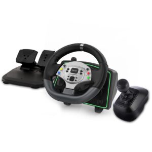 nbcp racing wheel, gaming steering wheels driving sim car simulator 270° pro volante pc pedals paddle gear shifters for pc, ps3, switch, android tv