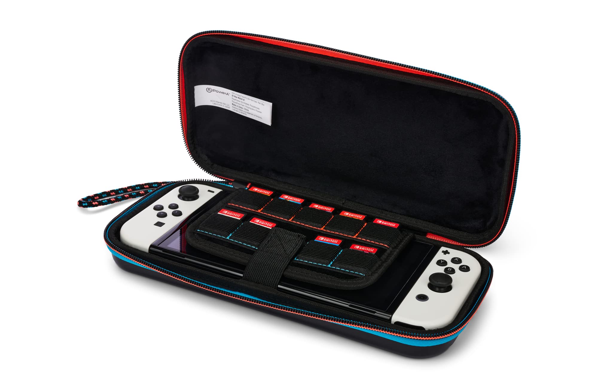 PowerA Slim Travel Pro Case for Nintendo Switch - OLED Model, Nintendo Switch and Nintendo Switch Lite - Red/Blue, Hard Shell, Protective Case, Gaming Case, Console Case