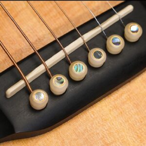 Miwayer Guitar Bone Bridge Pins Real Bone Unbleached Vintage Style Replacement Parts for 6 & 12 String Acoustic Guitar (Unbleached Big Abalone Dot)