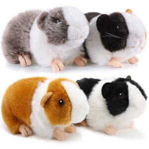 hydren 4 pieces 8 inch cute guinea pig plush toys stuffed realistic stuffed animals soft guinea pig doll toys decor for boys girl themed party supplies