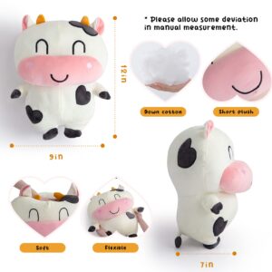 ZGXIONG Cow Stuffed Animal Plush Toy Stuffed Cow Plush Pillow Love Cow Valentines Stuffed Animal Plush Cow Toys Cow Plushies 12 Inch Black and White Cows for Kids Birthday