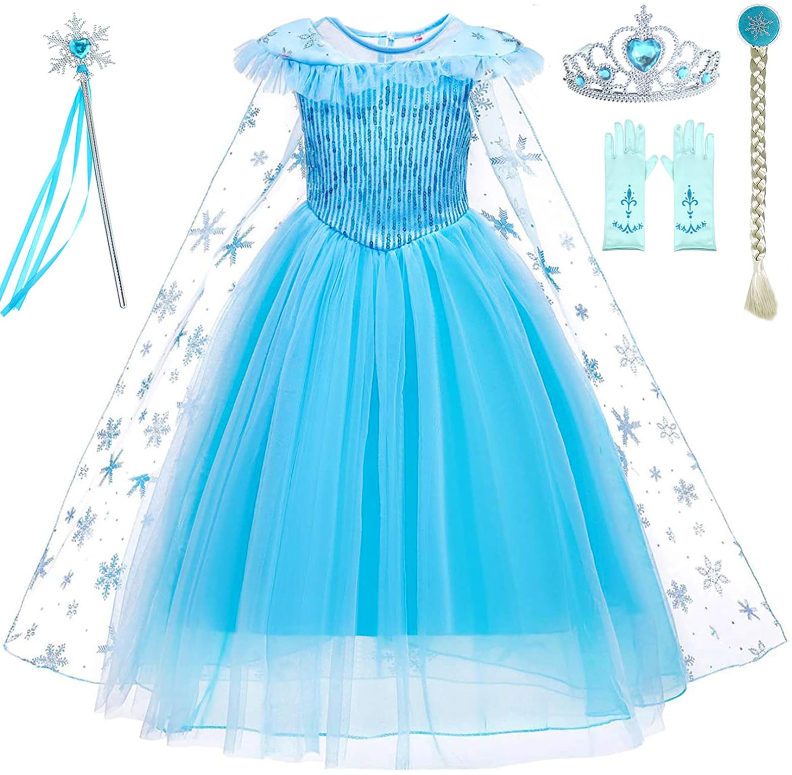 GZ-LAOPAITOU Girls Princess Costume Princess Dresses for Birthday Party Dress Up Halloween Cosplay with Accessories