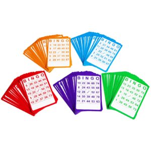 Yuanhe 100 Bingo Cards Resuable Bingo Paper Game Cardstock Bulk, 5 Colors