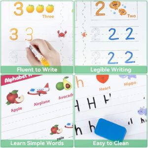 Kindergarten Learning Activities Learn to Write for Kid Age 3 4 5 Years Old, 40 Pages Preschool Handwriting Practice Number Letter Tracing Workbook, Toddler Dry Erase Homeschool Educational Toy