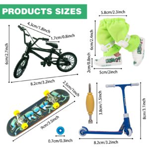 WGKK Finger Mountain Bikes Mini BMX Finger Skateboards Toys Set,Toy Miniature Bicycle,Finger Scooter,Skateboard Knee Pads and Finger Shoes Tools Accessories,Educational Toys for Party Favors