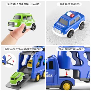 TEMI Toddler Truck Toys for 3 4 5 6 7 Year Old Boys - 5 Pack Carrier Truck Transport City Vehicles Toys, Kids Toys Car for Girls Boys Toddlers Friction Power Set, Push and Go Play Vehicles Toys