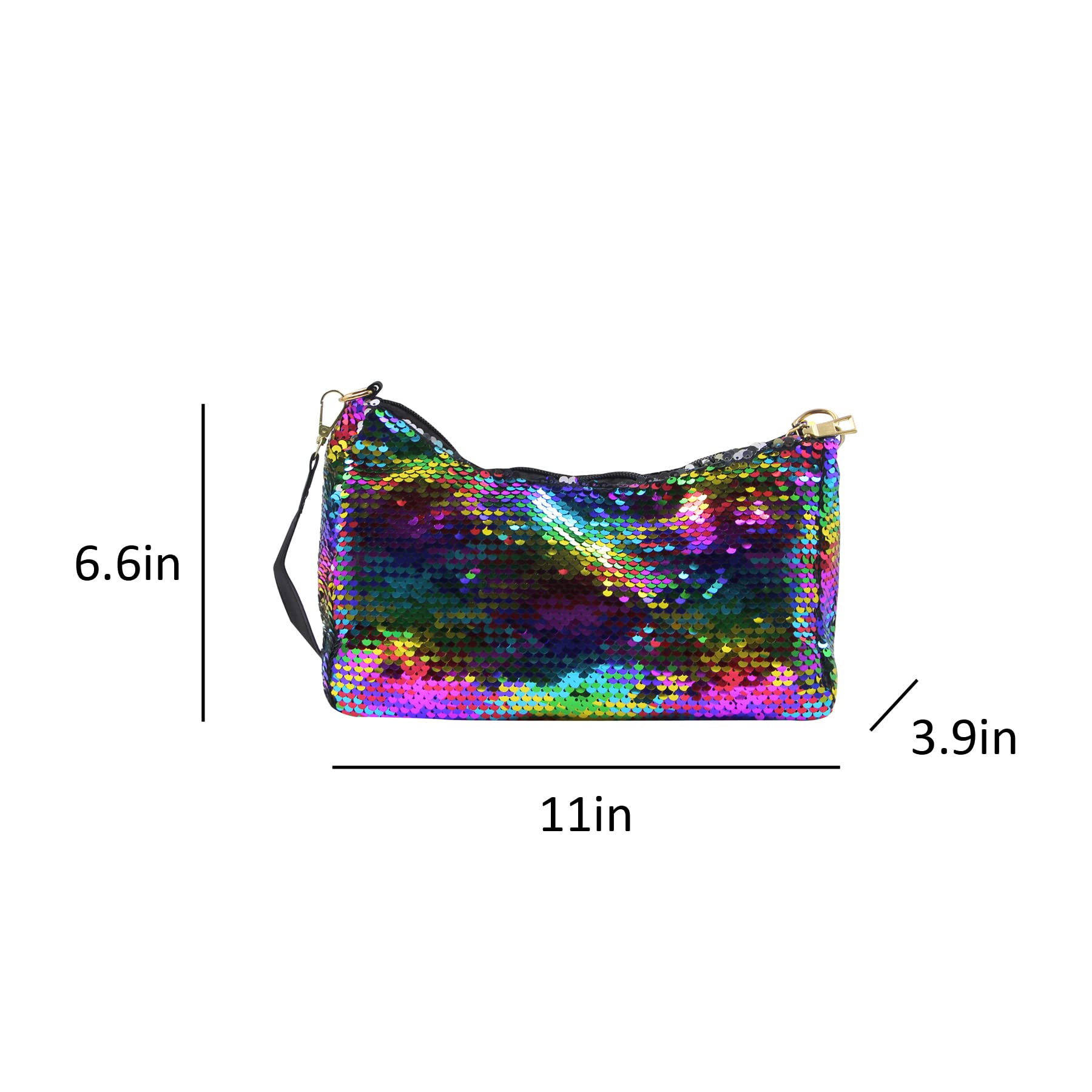 LEOMOSTE Women Girls Glitter Sequin Shoulder Message Bag Handbag Shiny Clutch Purse Evening Bag