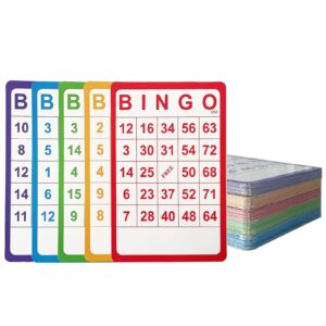 yuanhe 100 bingo cards resuable bingo paper game cardstock bulk, 5 colors