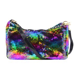 LEOMOSTE Women Girls Glitter Sequin Shoulder Message Bag Handbag Shiny Clutch Purse Evening Bag