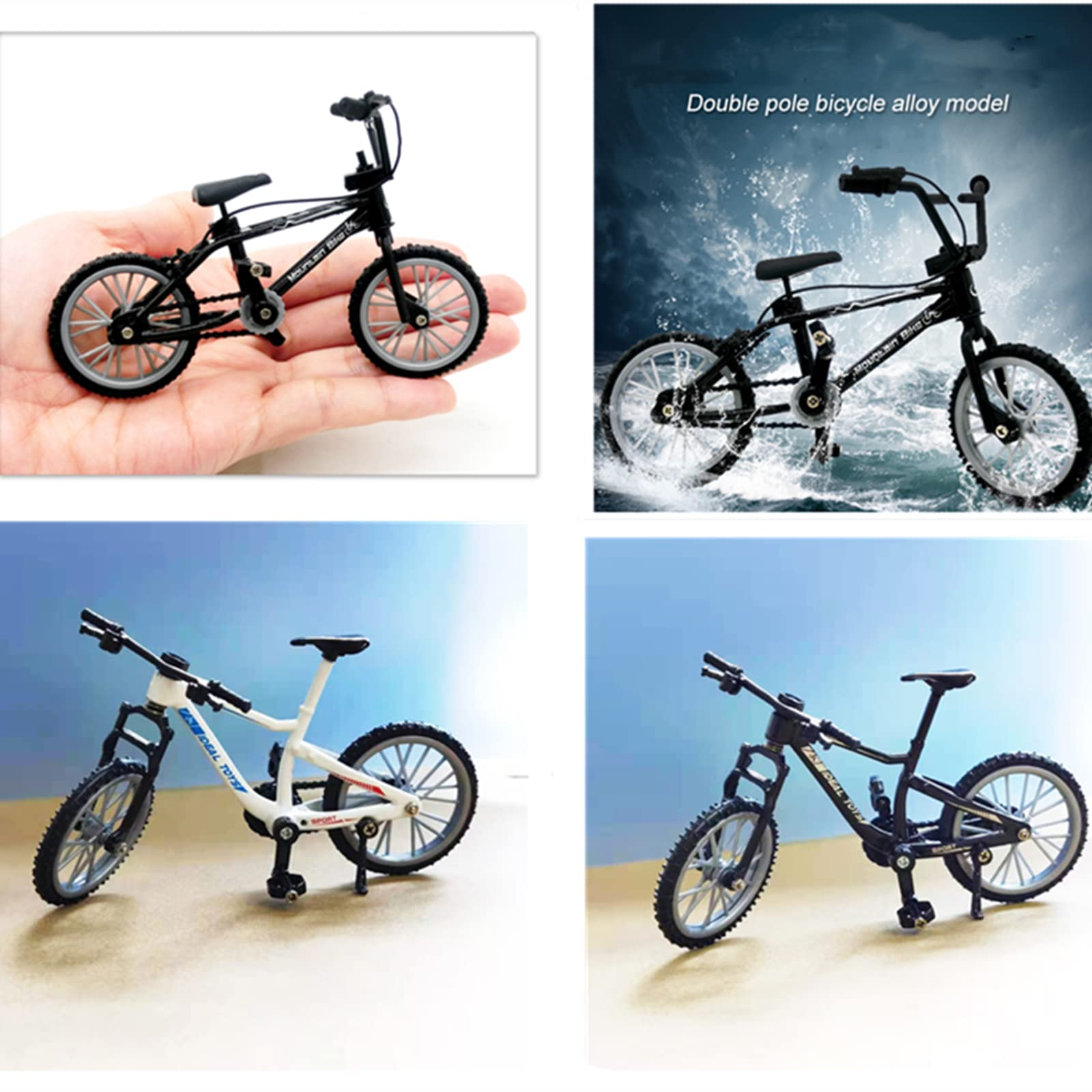 WGKK Finger Mountain Bikes Mini BMX Finger Skateboards Toys Set,Toy Miniature Bicycle,Finger Scooter,Skateboard Knee Pads and Finger Shoes Tools Accessories,Educational Toys for Party Favors