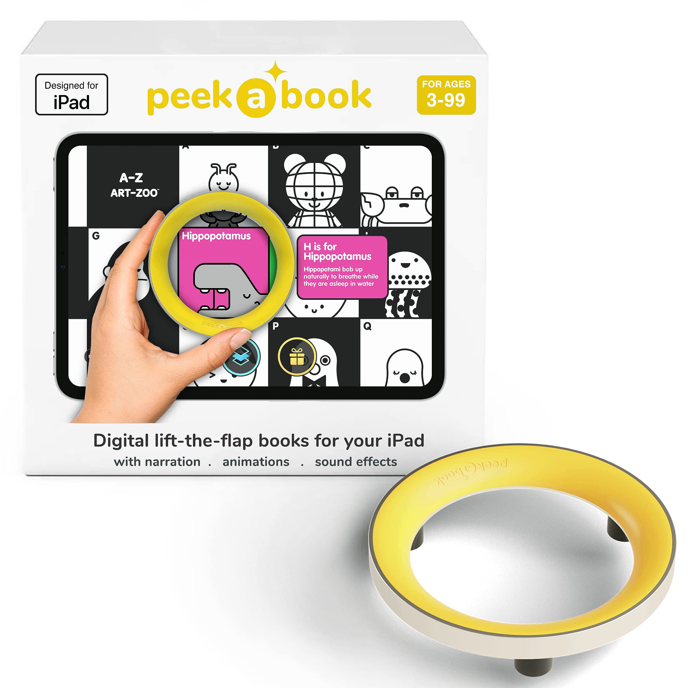 Peekabook Starter Kit, ABC Learning Educational Toy for iPad, Read Along Book Interactive Preschool Educational Game, Learning Toy Toddler STEM Toy Search Find it Travel Activity Yellow