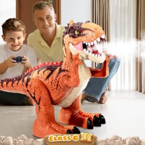 MAGICDINOSAUR Big Remote Dinosaur Toys for Boys 3-5, Electric Realistic RC T-rex with Spray, Lights and Sounds, Rechargeable Dino Robot with Fire Breathing, Gift for Boys and Girls 4-7 8-12 Years