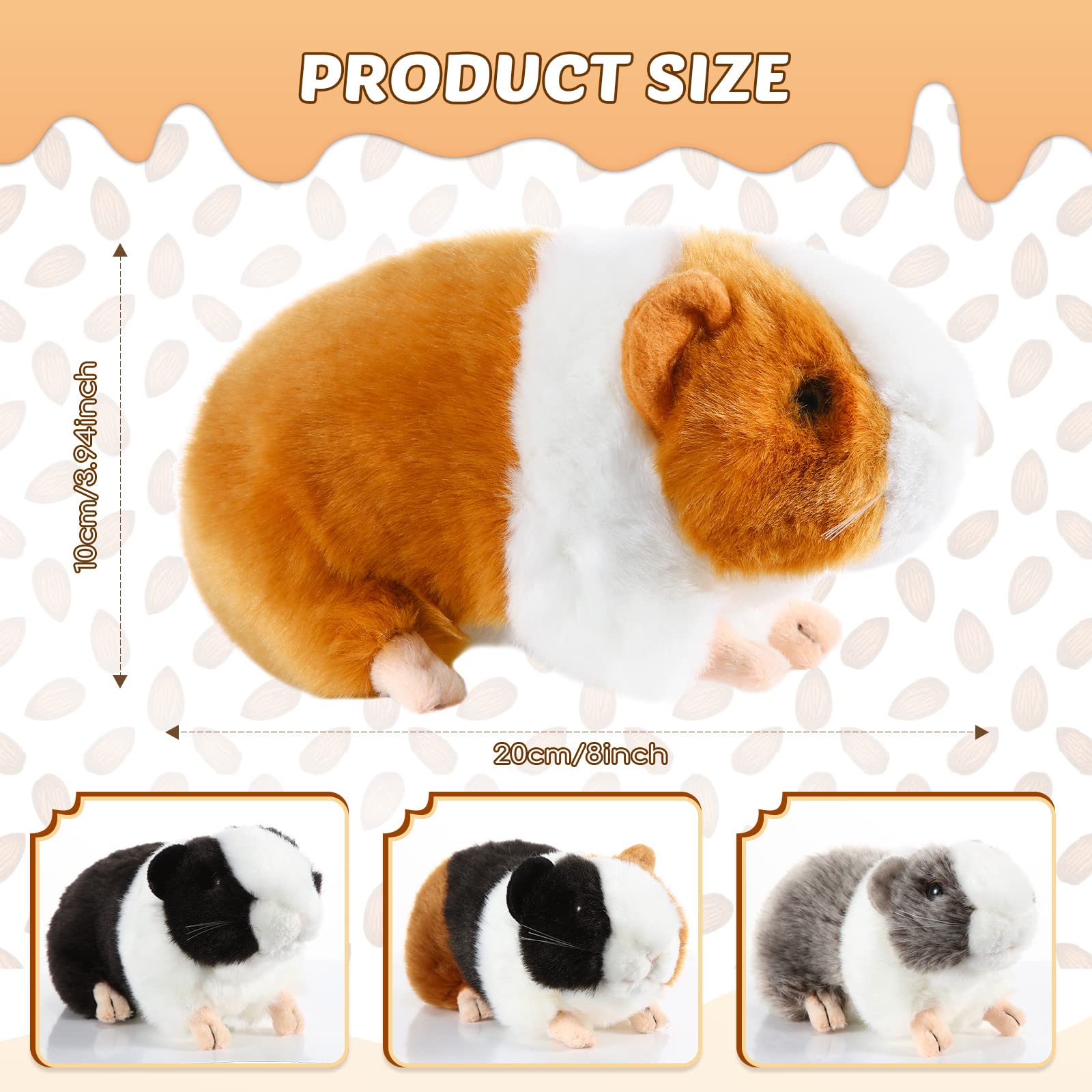 HyDren 4 Pieces 8 Inch Cute Guinea Pig Plush Toys Stuffed Realistic Stuffed Animals Soft Guinea Pig Doll Toys Decor for Boys Girl Themed Party Supplies