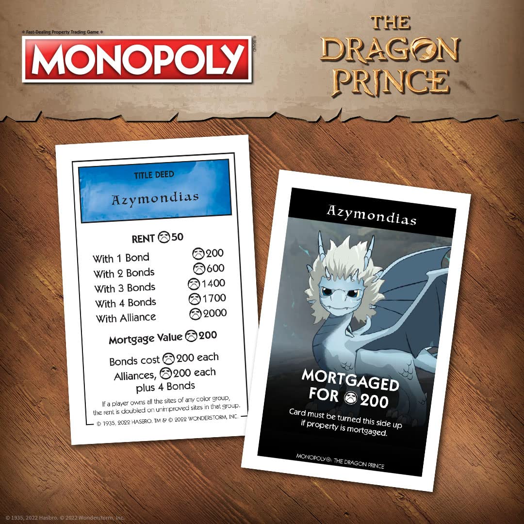 Monopoly: The Dragon Prince | Buy, Sell, Trade Characters Such as Ezran, Rayla, and Callum from The Netflix Series | Classic Monopoly Game | Officially-Licensed The Dragon Prince Merchandise