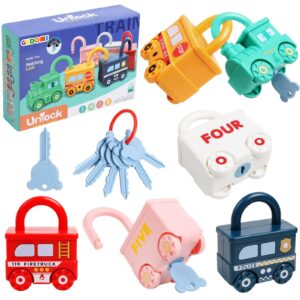 gkdoms montessori learning toys sorting & matching locks and keys toddlers sensory car activity fine motor toy, thank you birthday gifts for kids age 2-5 years, back to school