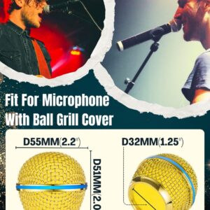 RhymKawa Gold Microphone Cover for Shuer SM58, SM58LC, Beta58, Beta58A, SA-M30, SV100, RK143G Windscreen Replacement, 2 Pack