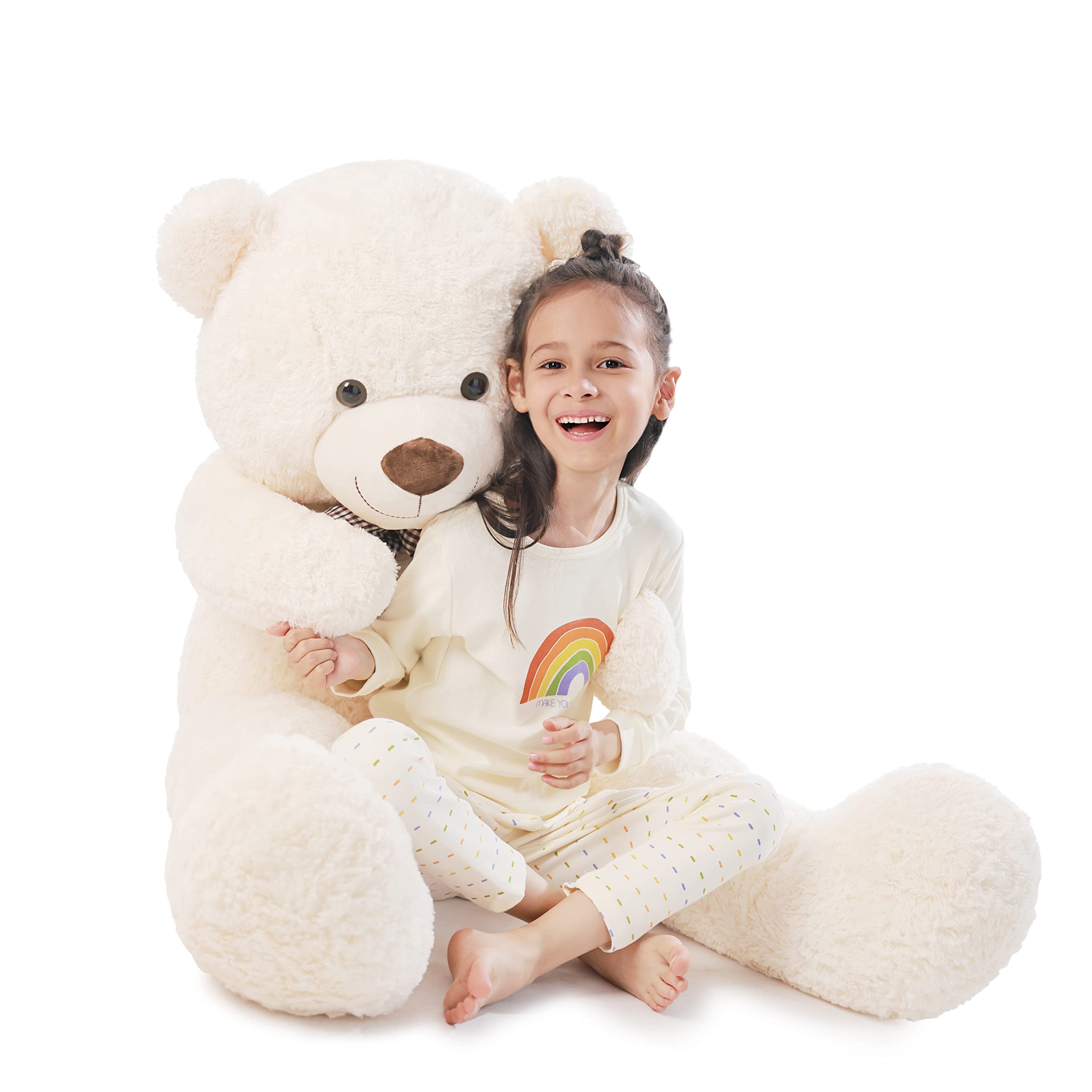 Poutmac 47 inch Giant Teddy Bear Stuffed Animal White Big Plush Teddy Bear Valentine's Gift for Girlfriend Soft Stuffed Bear Animals for Christmas,Birthday,Mother's Day