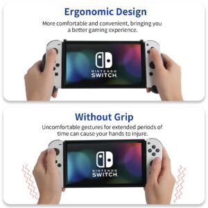 Hosanwell Hand Grip Compatible with Nintendo Switch/OLED - Comfortable & Ergonomic Hand Grip, Joy Con & Switch Accessories - Black [2 Thumb Caps Included]