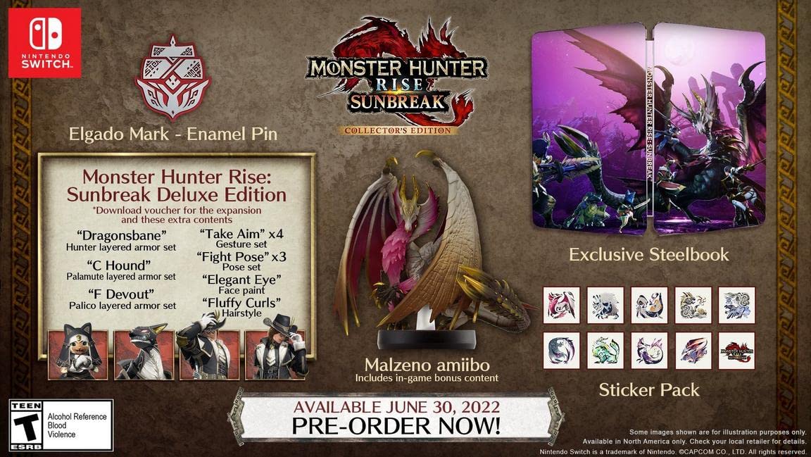 Monster Hunter Rise: Sunbreak: Collector's Edition w/ Malzeno amiibo for the Nintendo Switch