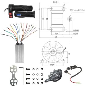 VEVOR Electric Brushless DC Motor,72V 3000W Brushless Electric Motor,4900RPM Brushless Motor Kit,w/Controller and Throttle Grip for Electric Scooter E Bike Engine Motorcycle DIY Part Conversion Kit