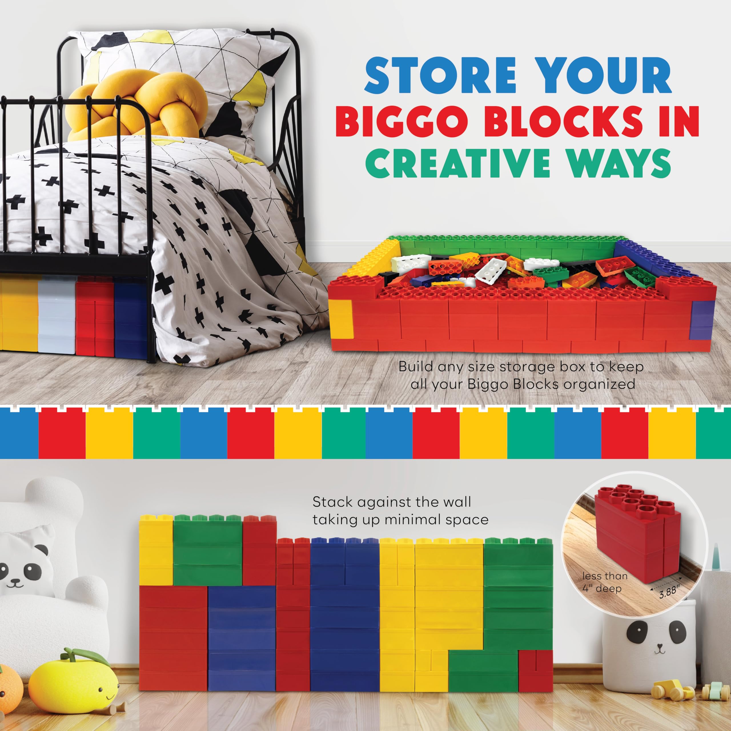 BiggoBlocks Big Blocks for Kids Ages 4-8, Indoor & Outdoor Blocks for Kids Jumbo Games, Large Building Blocks (96 PC) Standard Set