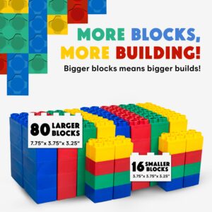 BiggoBlocks Big Blocks for Kids Ages 4-8, Indoor & Outdoor Blocks for Kids Jumbo Games, Large Building Blocks (96 PC) Standard Set