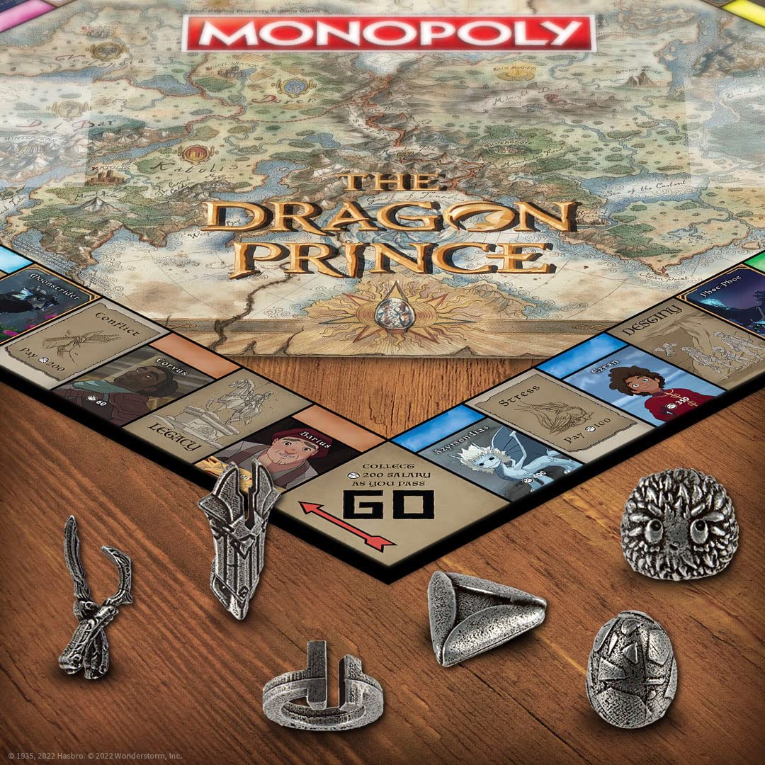 Monopoly: The Dragon Prince | Buy, Sell, Trade Characters Such as Ezran, Rayla, and Callum from The Netflix Series | Classic Monopoly Game | Officially-Licensed The Dragon Prince Merchandise