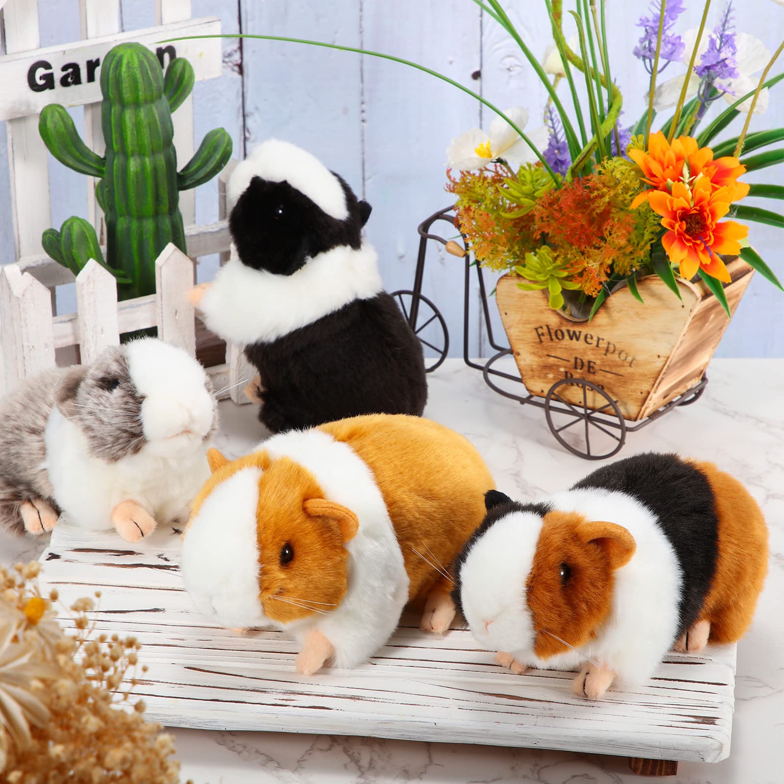 HyDren 4 Pieces 8 Inch Cute Guinea Pig Plush Toys Stuffed Realistic Stuffed Animals Soft Guinea Pig Doll Toys Decor for Boys Girl Themed Party Supplies