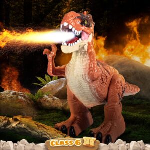 MAGICDINOSAUR Big Remote Dinosaur Toys for Boys 3-5, Electric Realistic RC T-rex with Spray, Lights and Sounds, Rechargeable Dino Robot with Fire Breathing, Gift for Boys and Girls 4-7 8-12 Years