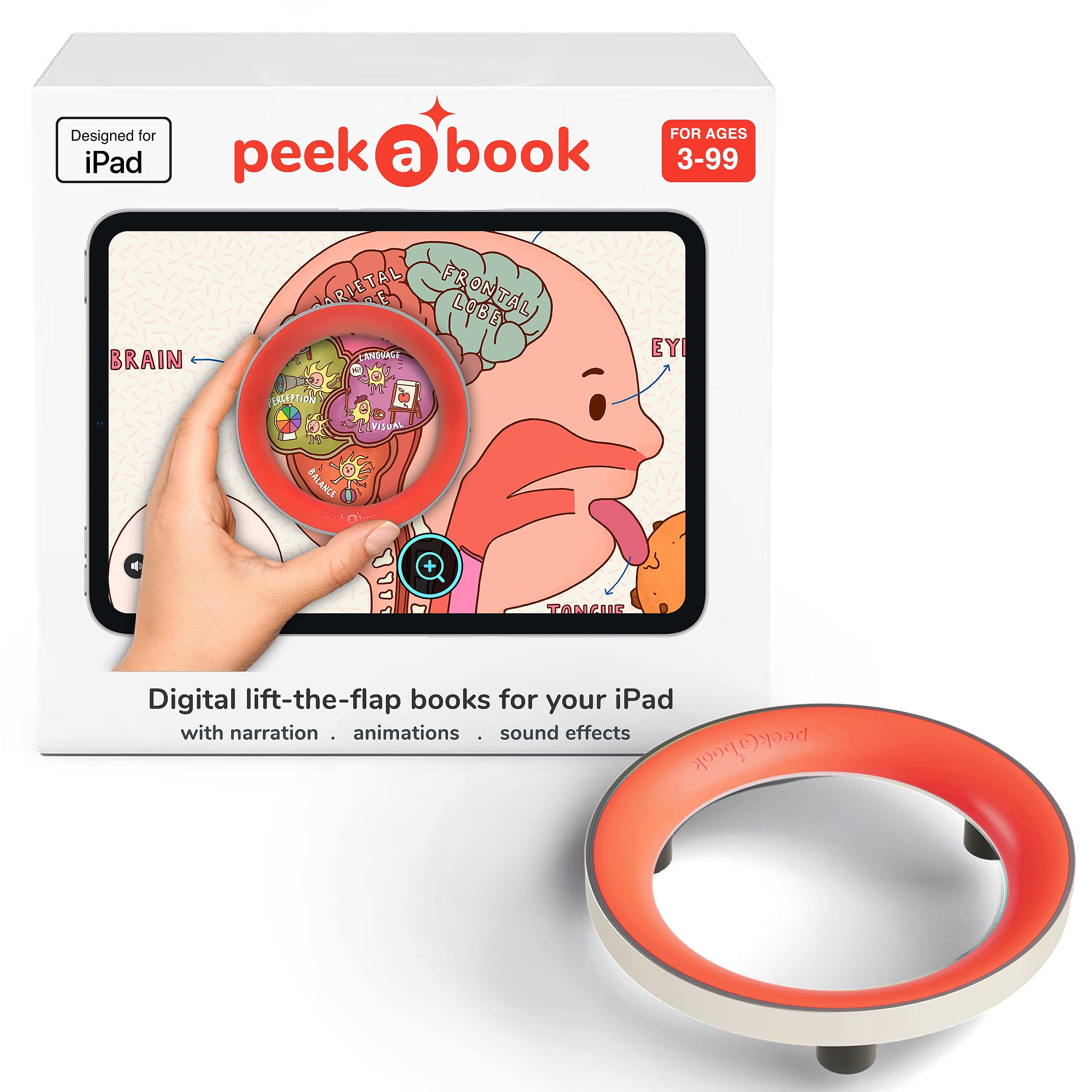 Peekabook Starter Kit, Educational Toy for iPad, Interactive Human Body Book, Learning Toy, Educational Game ABC Learning Toddler STEM Toy Read Along Book Search and Find it Travel Activity RED