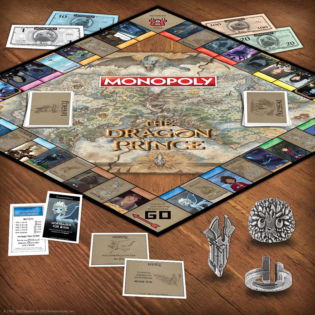 Monopoly: The Dragon Prince | Buy, Sell, Trade Characters Such as Ezran, Rayla, and Callum from The Netflix Series | Classic Monopoly Game | Officially-Licensed The Dragon Prince Merchandise