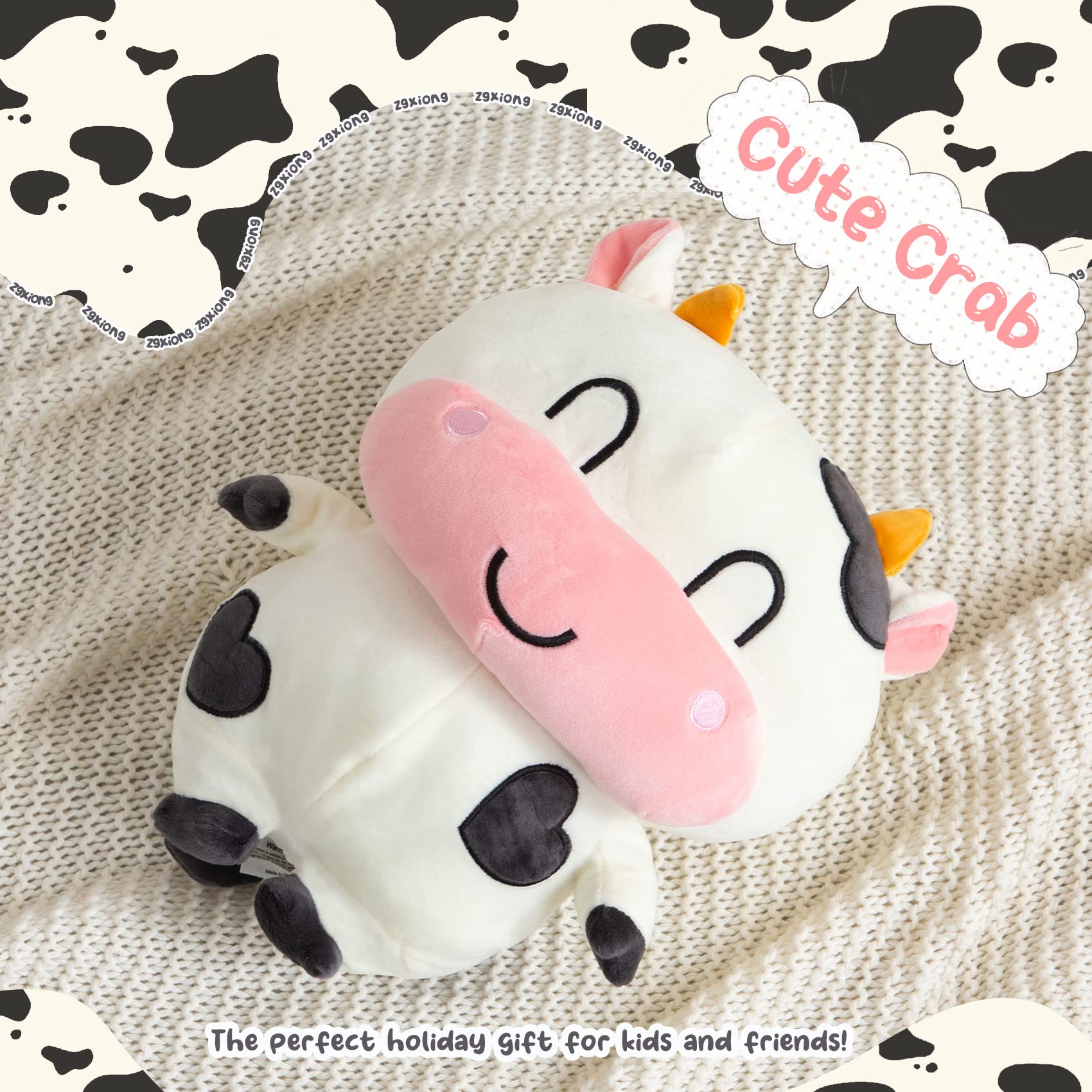 ZGXIONG Cow Stuffed Animal Plush Toy Stuffed Cow Plush Pillow Love Cow Valentines Stuffed Animal Plush Cow Toys Cow Plushies 12 Inch Black and White Cows for Kids Birthday